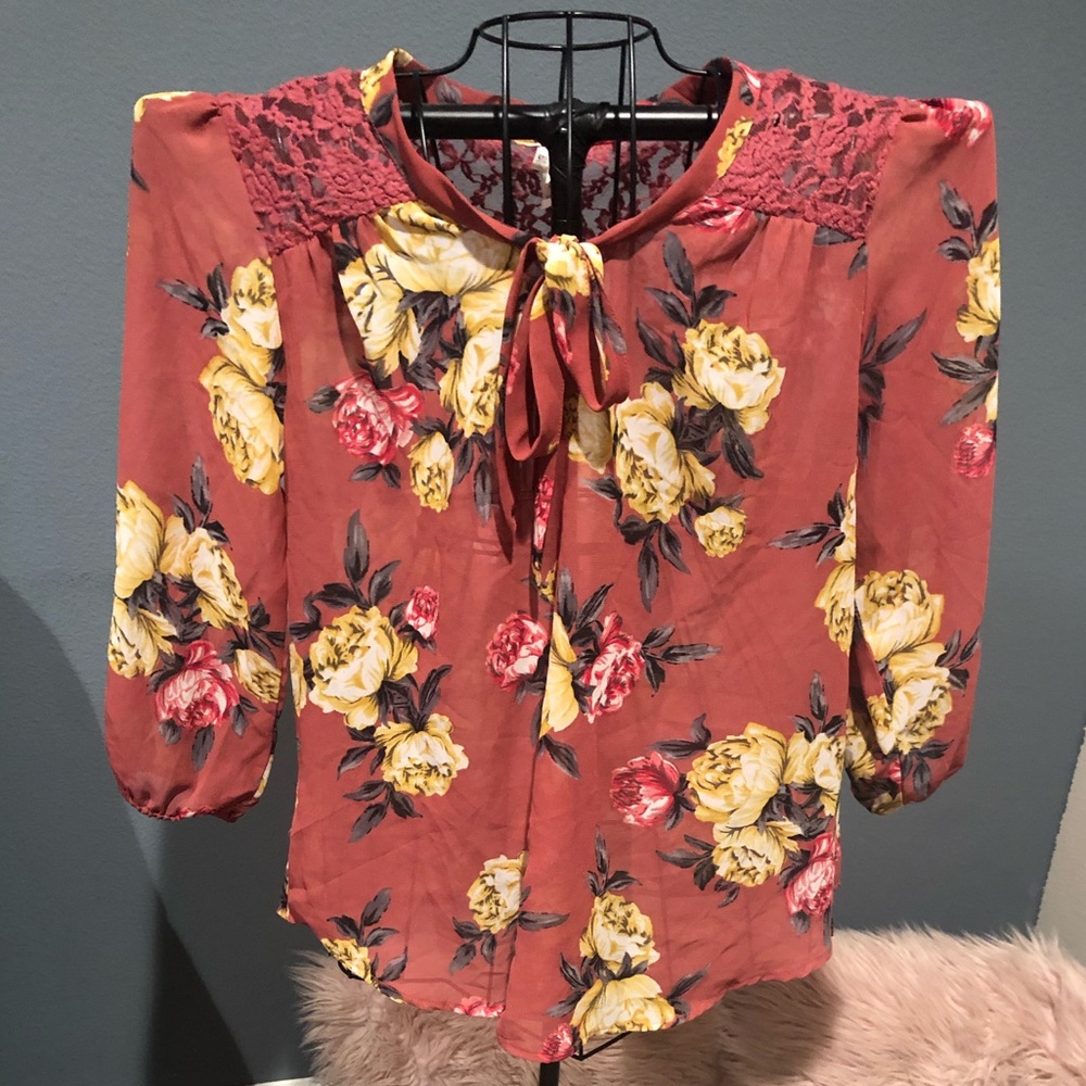 Live For Truth Flowered Sheer Top